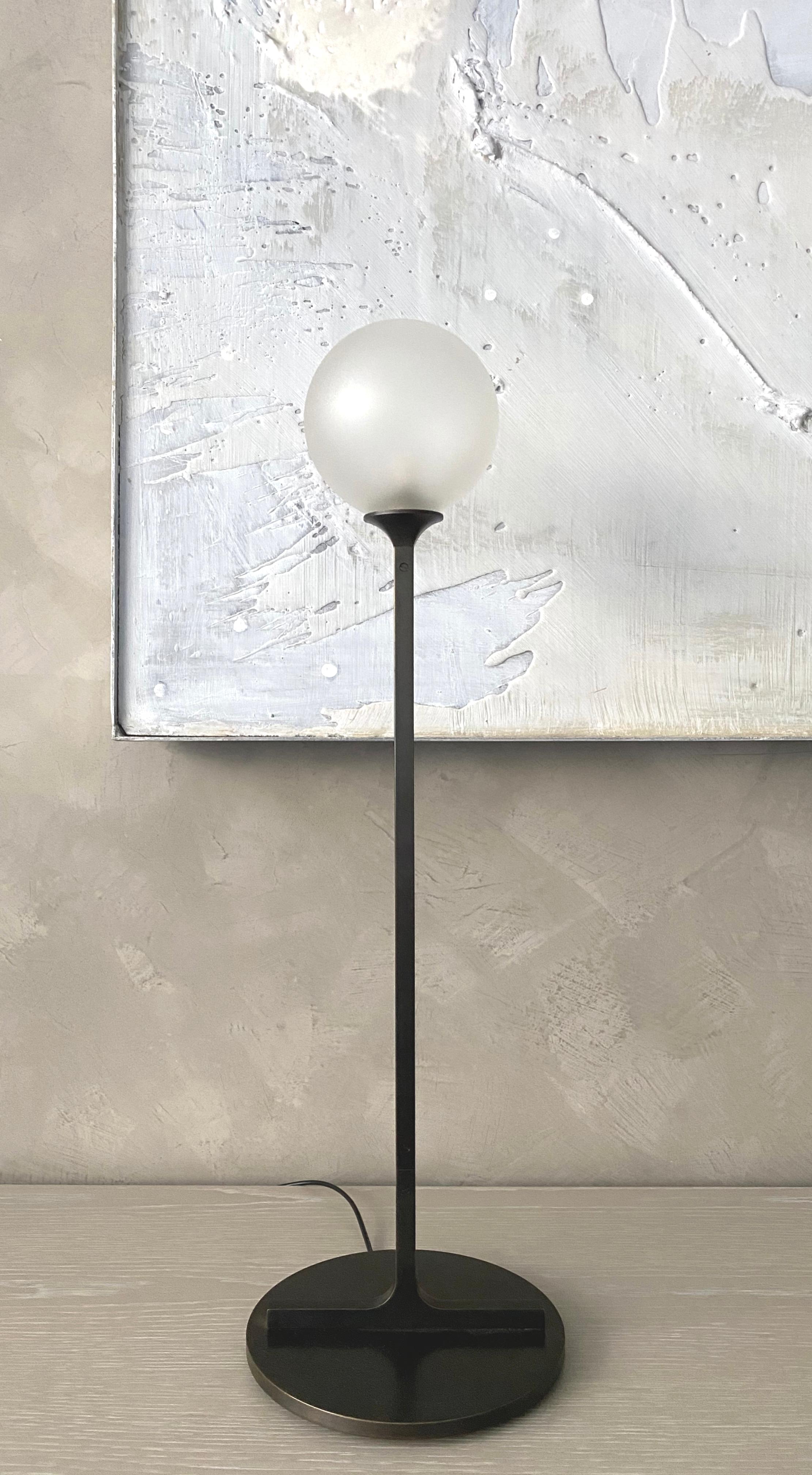 Modern Helix Desk Lamp, Frosted Glass, Dark Patinated Brass For Sale