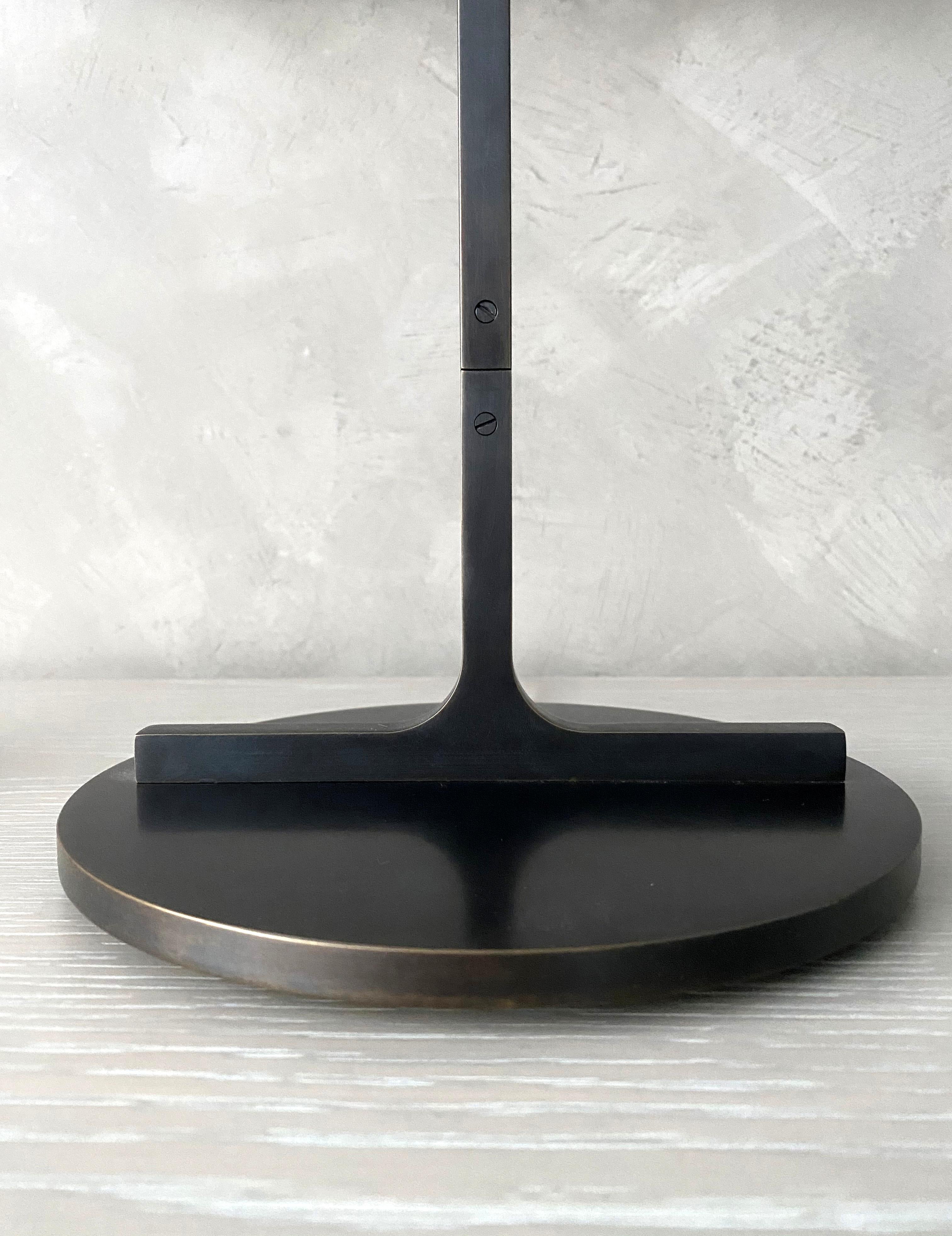 Helix Desk Lamp, Frosted Glass, Dark Patinated Brass In Excellent Condition For Sale In NEW YORK, NY