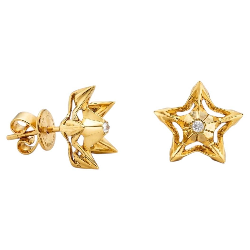 Helix Diamond Gold Stud Earrings For Sale