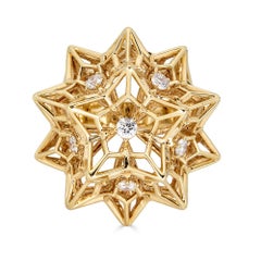 Helix Frame "Eye of God" 18K Gold Ring with Center Diamond