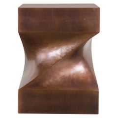 Helix Side Table, Antique Copper by Robert Kuo, Hand Repousse, Limited Edition
