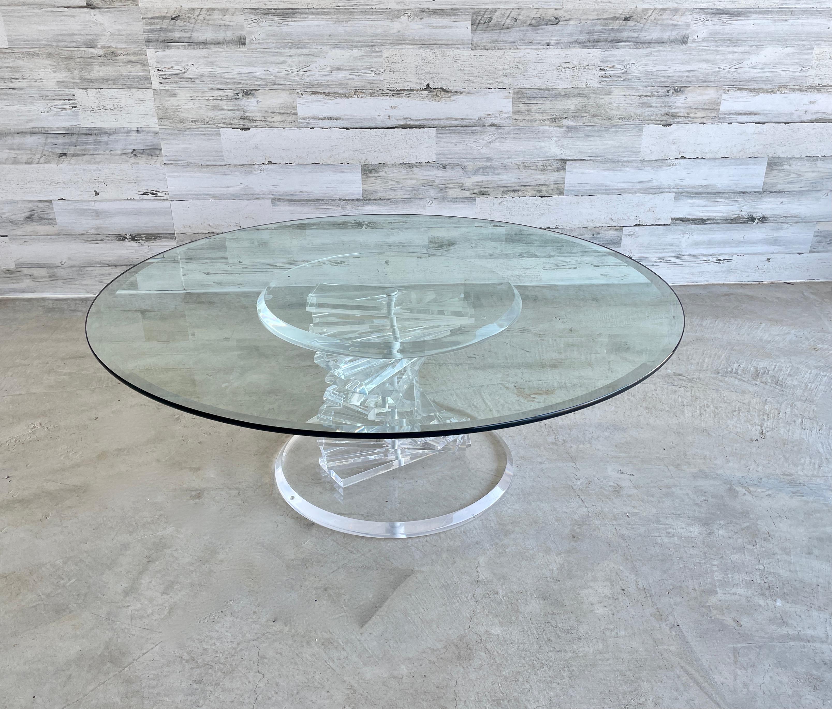 Helix Spiral Lucite Coffee Table For Sale 2