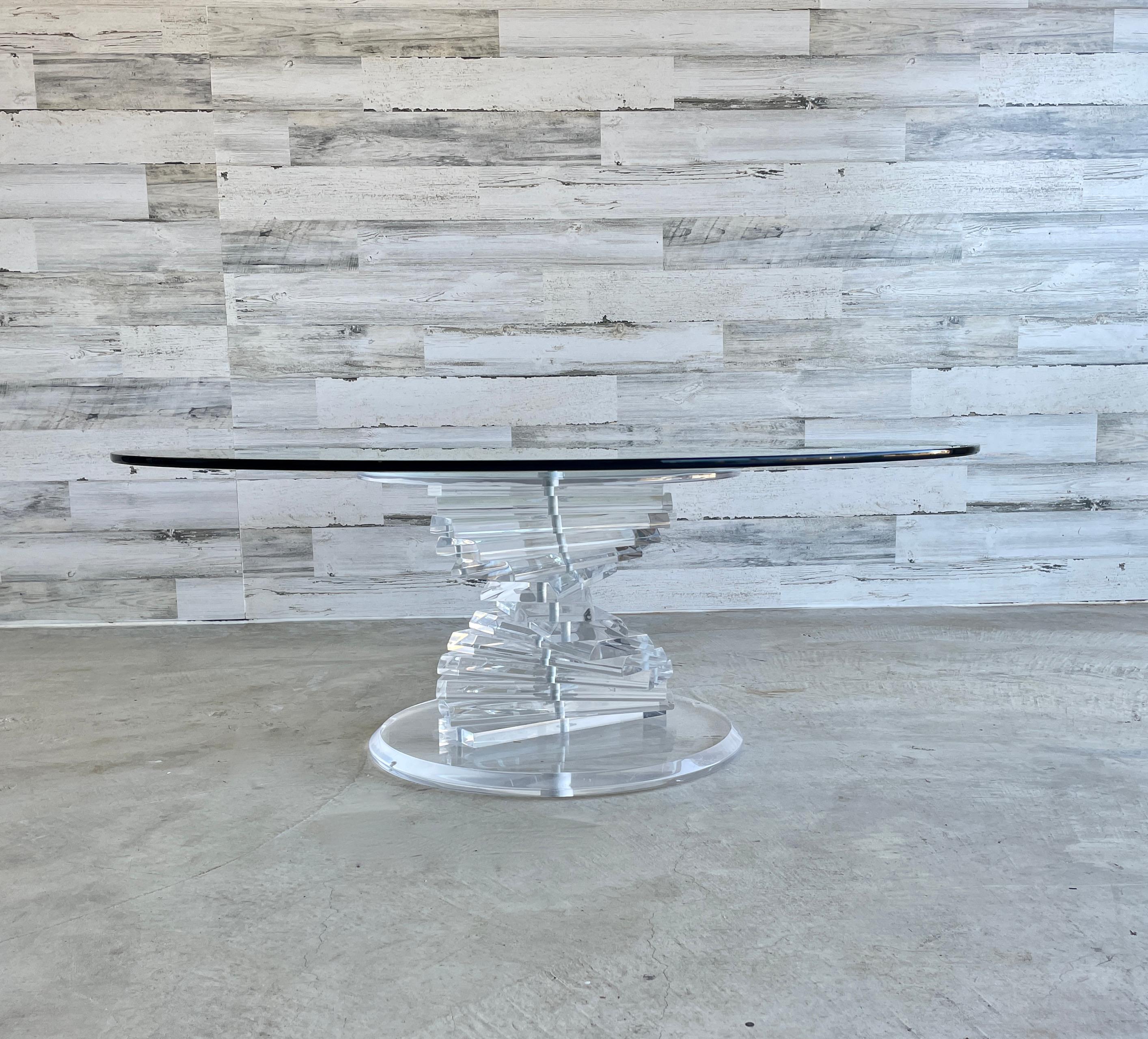 Helix Spiral Lucite Coffee Table For Sale 3