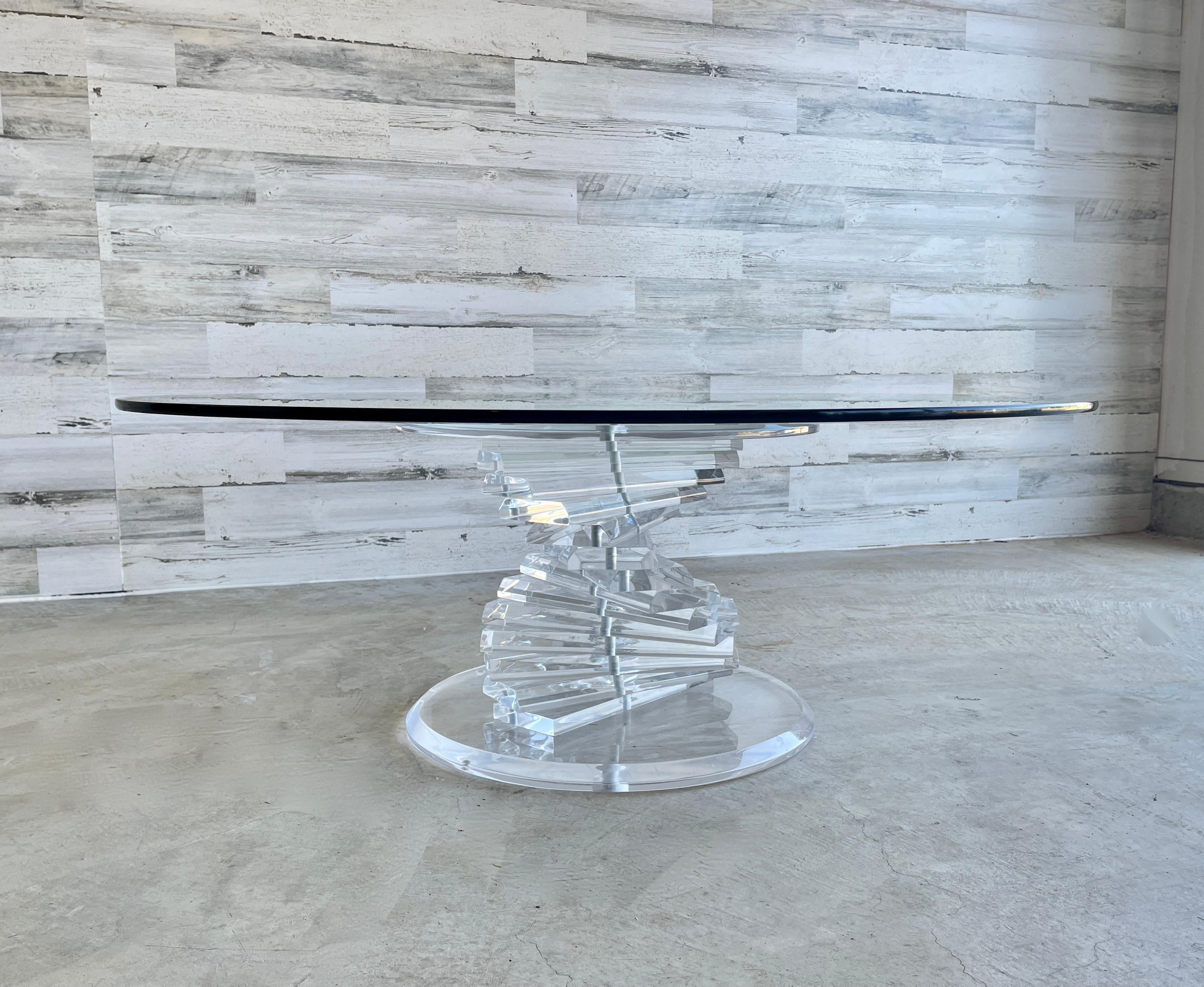 spiral glass coffee table