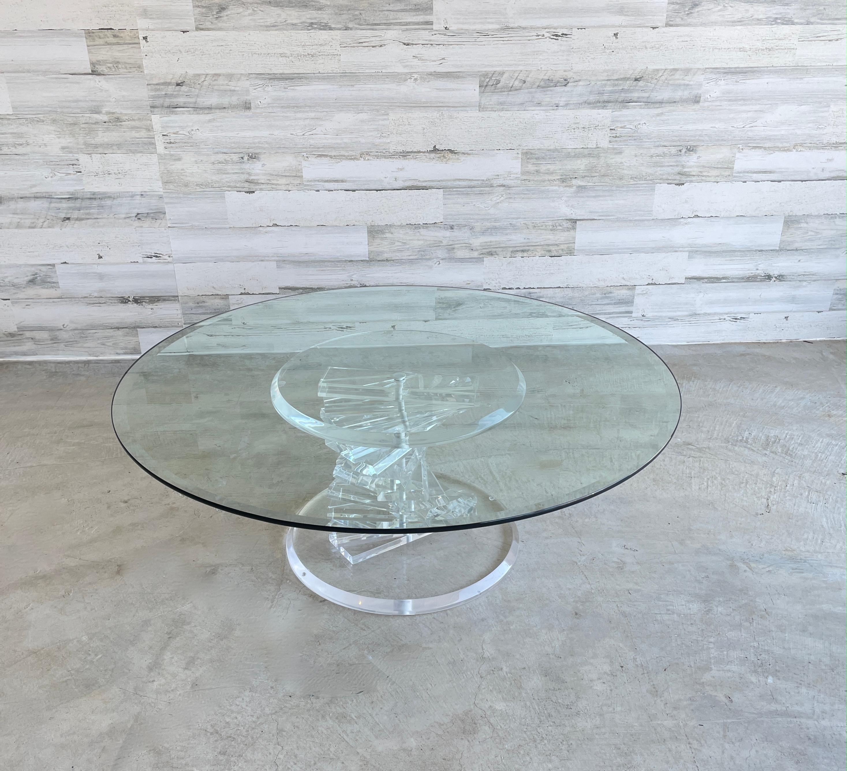 round lucite coffee table