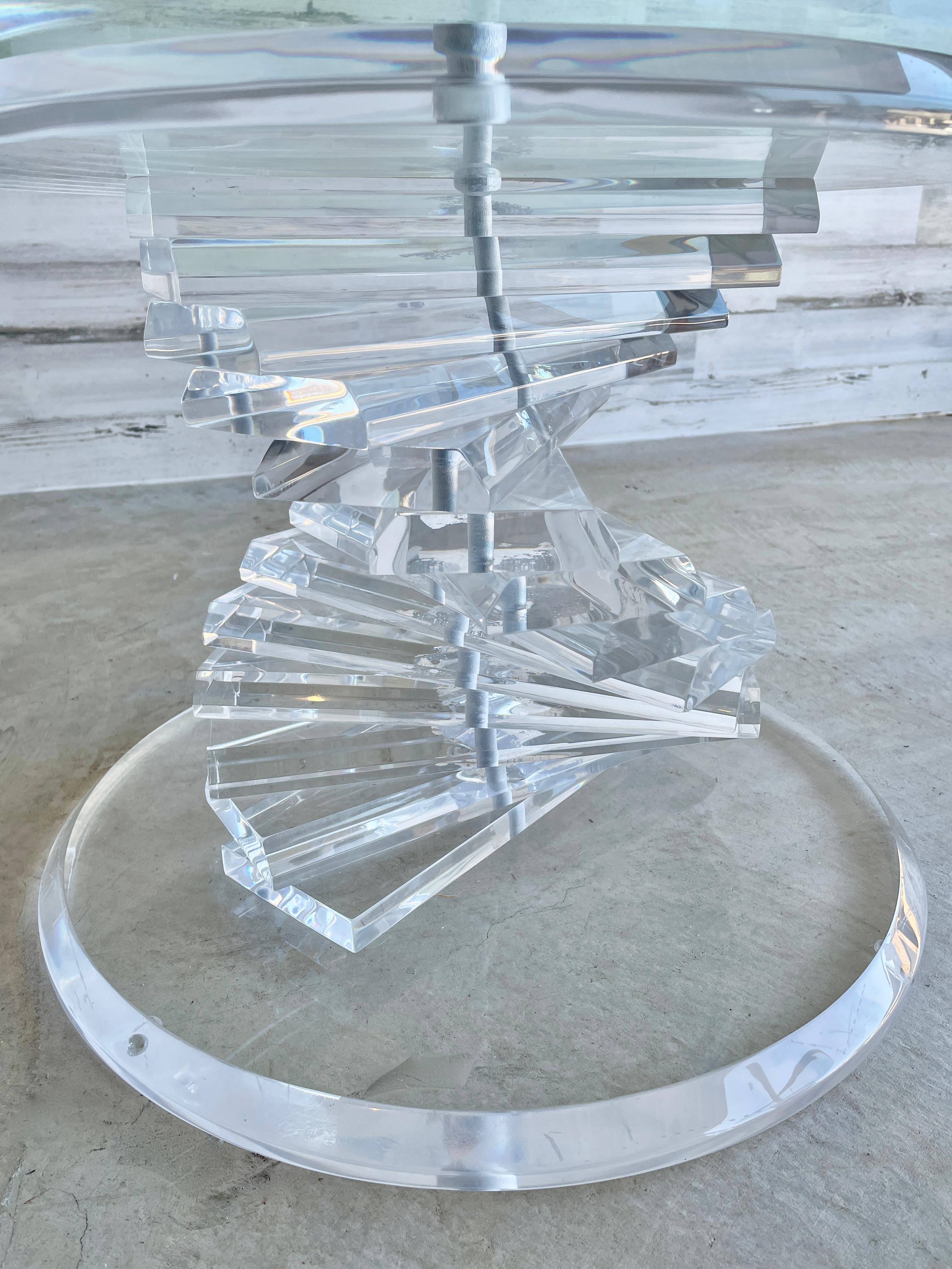 Late 20th Century Helix Spiral Lucite Coffee Table For Sale