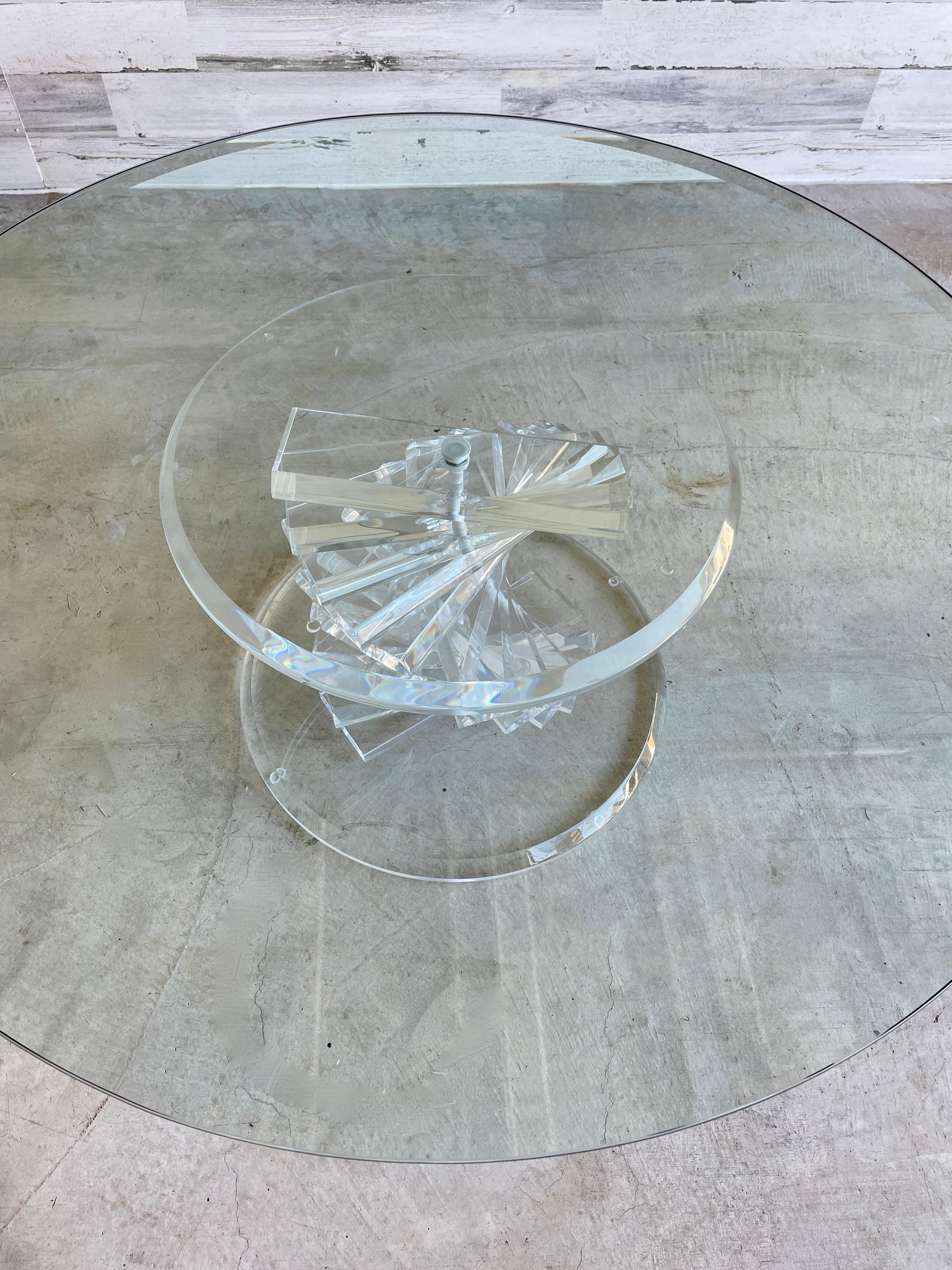 Glass Helix Spiral Lucite Coffee Table For Sale