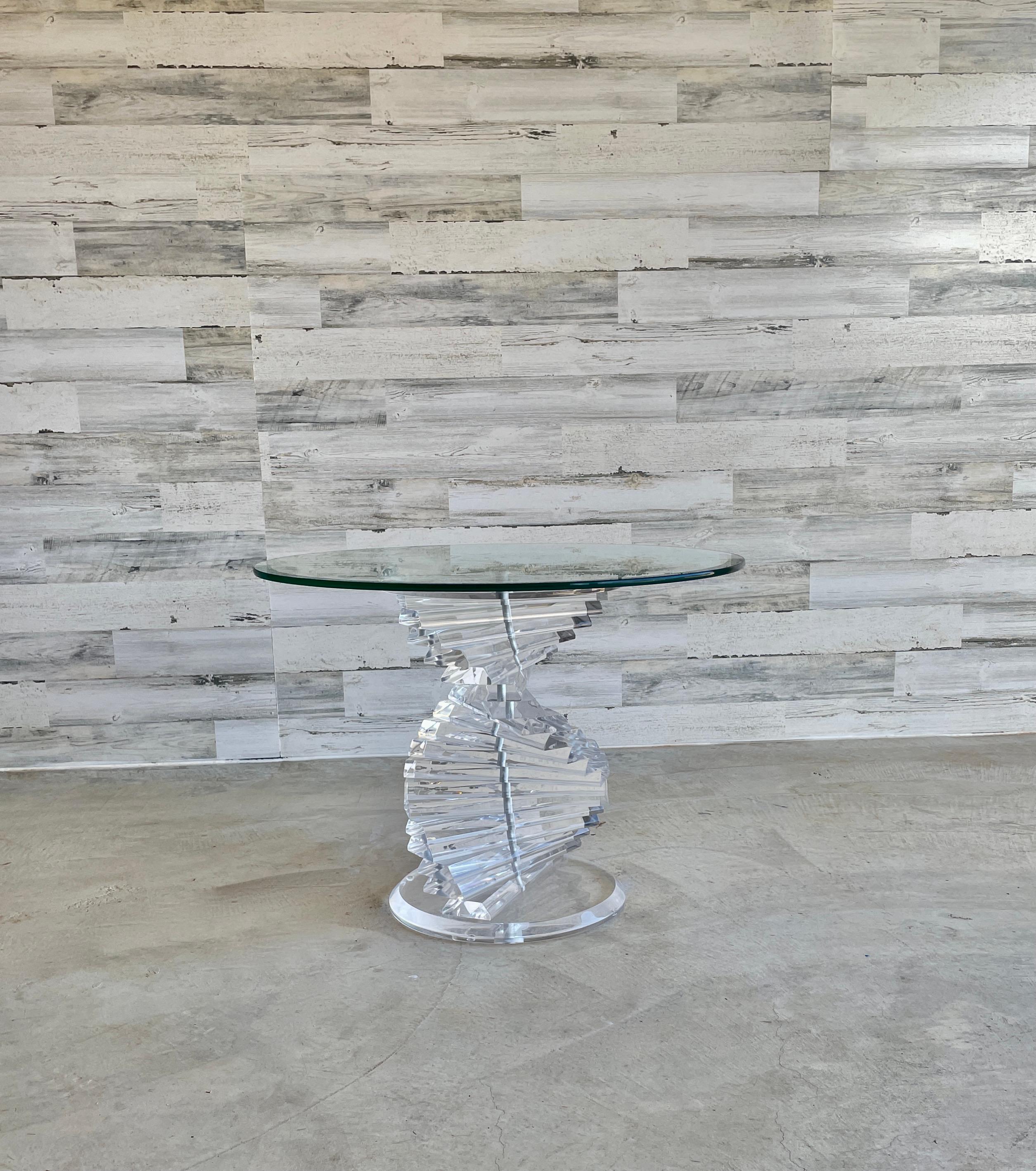 Helix Spiral Lucite Side Table For Sale 3