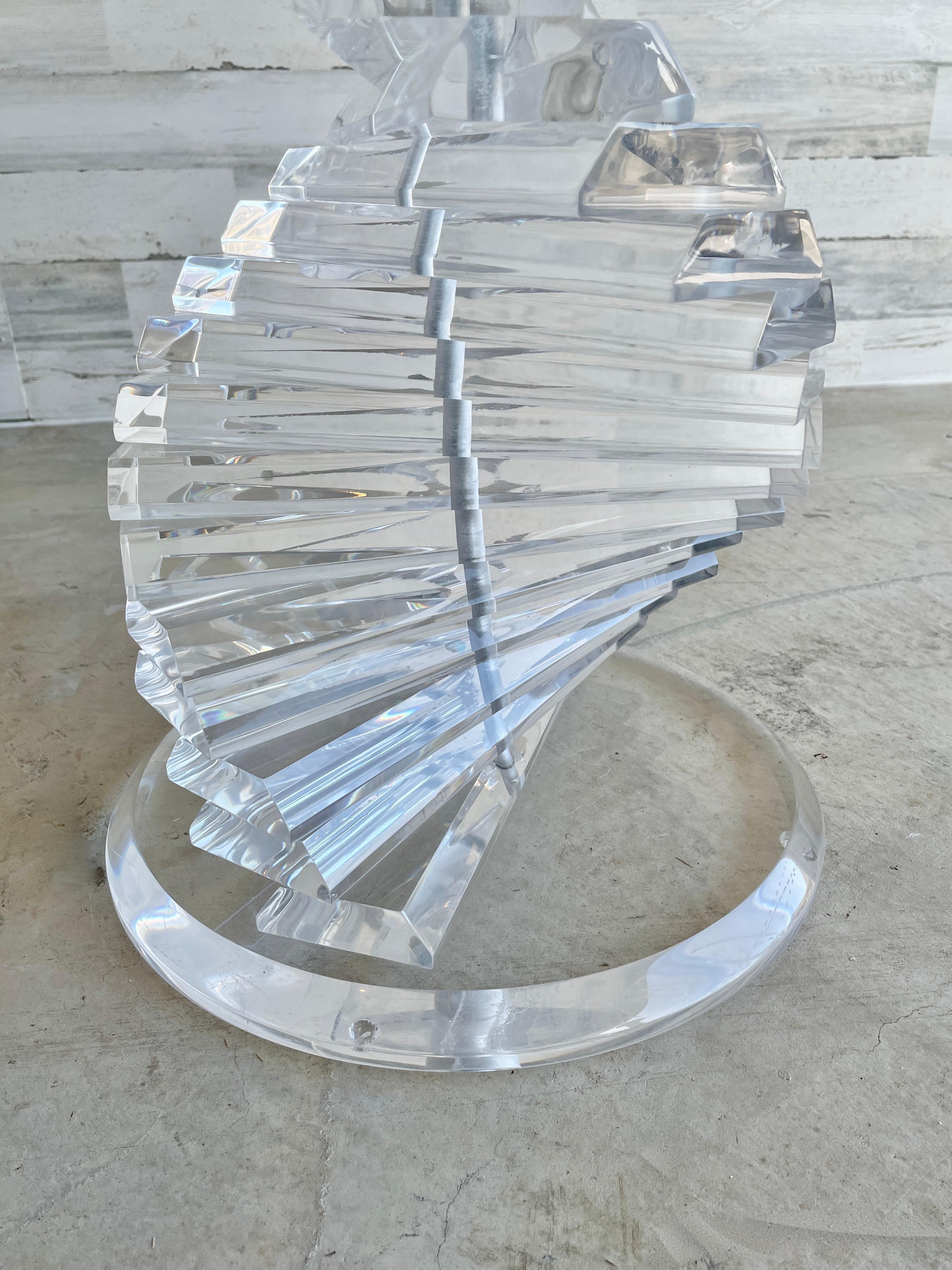 Modern Helix Spiral Lucite Side Table For Sale