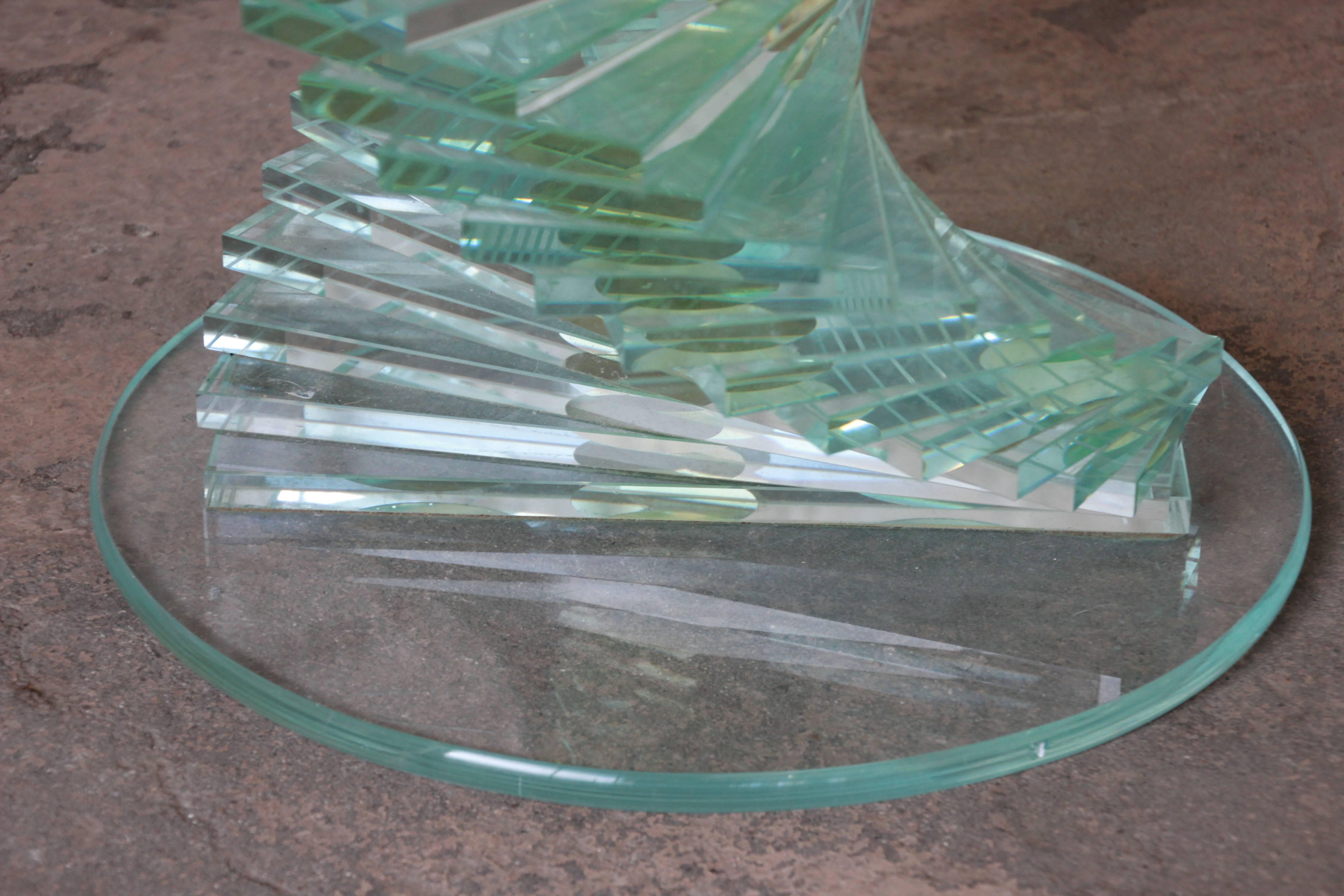 Late 20th Century Helix Spiral Stacked Lucite and Glass Occasional Table, circa 1970s