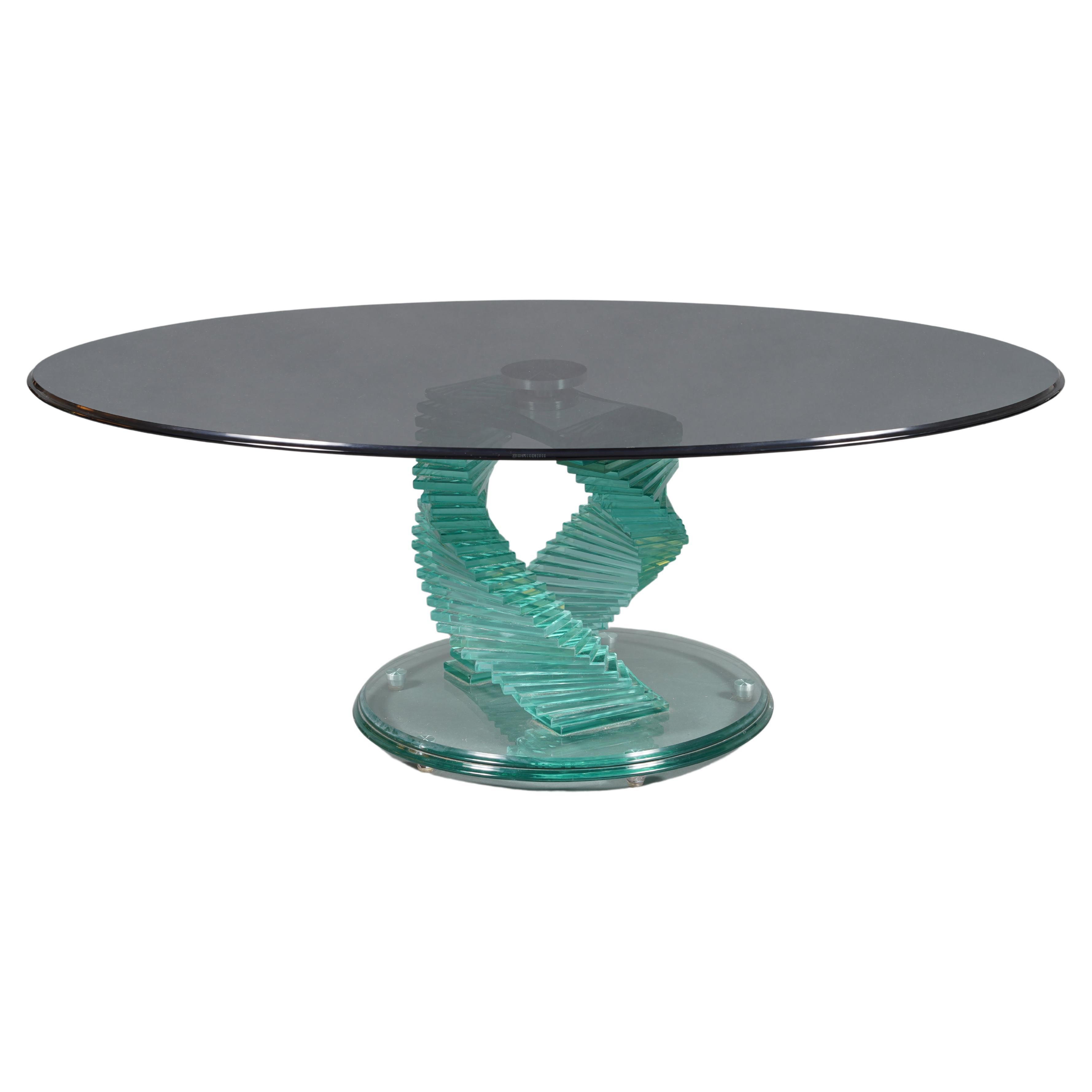 "Helix Spiral Swivel" Coffee Table after a model by D. Lane, France, Circa 1980 For Sale
