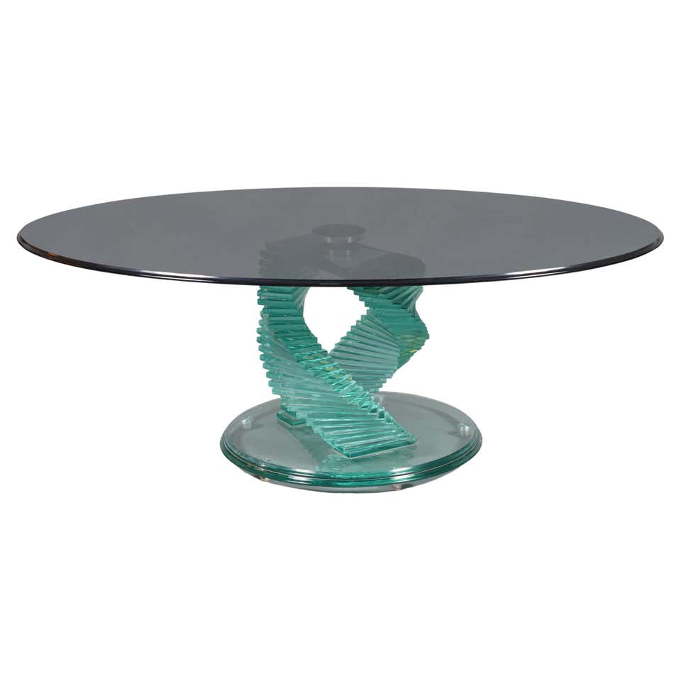 Spral Table Sculptural Helix Spiral Glass Table For Sale at 1stDibs