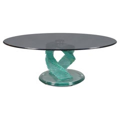 Retro "Helix Spiral Swivel" Coffee Table after a model by D. Lane, France, Circa 1980