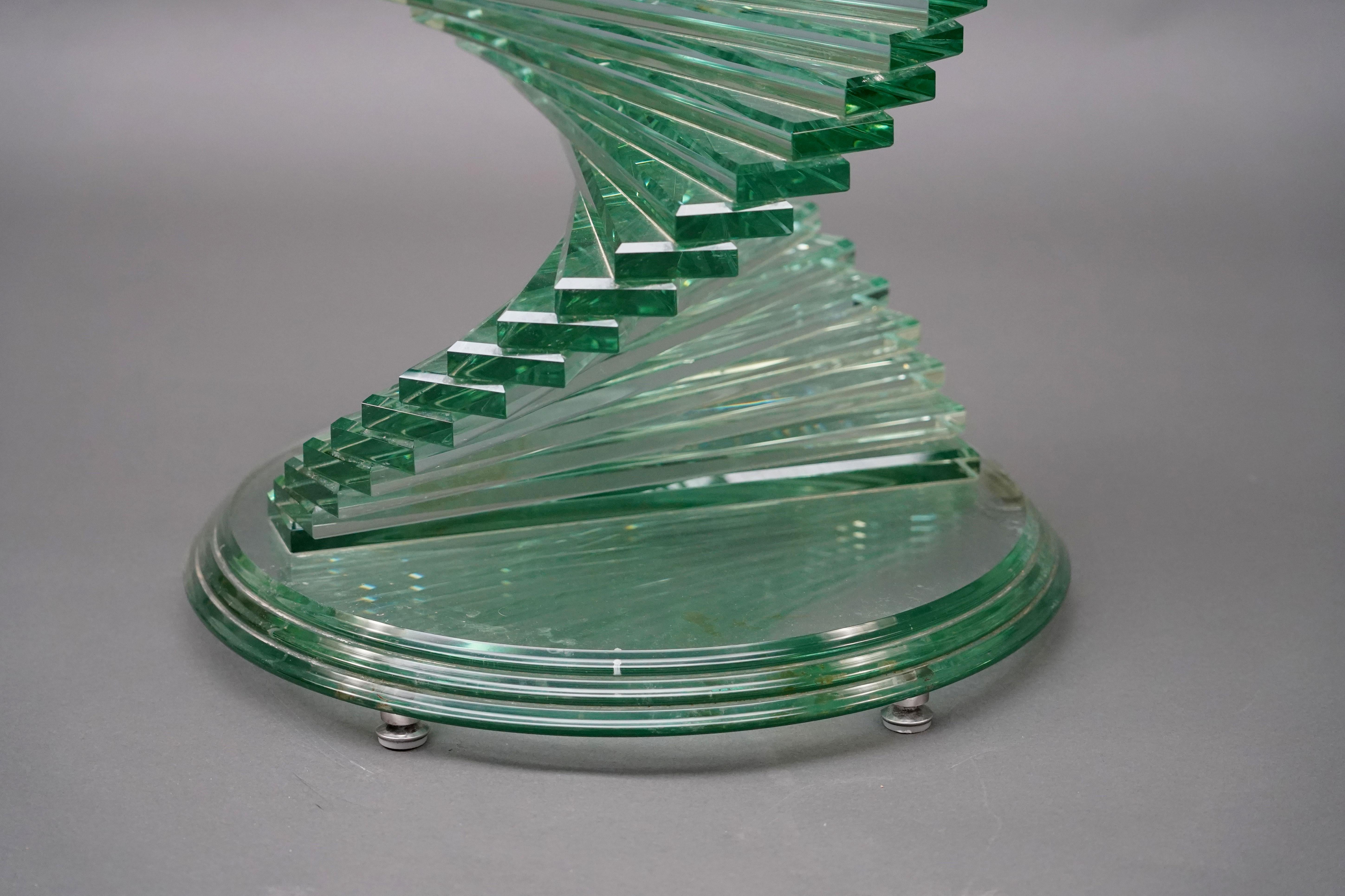 „Helix Spiral Swivel“-Glastisch, Frankreich, um 1980 im Zustand „Gut“ im Angebot in PARIS, FR