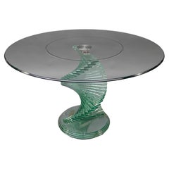 Vintage "Helix Spiral Swivel" glass table, France, Circa 1980