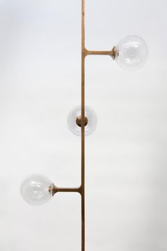Helix Vertical 7-Tier Pendant - patinated brass & hand blown glass