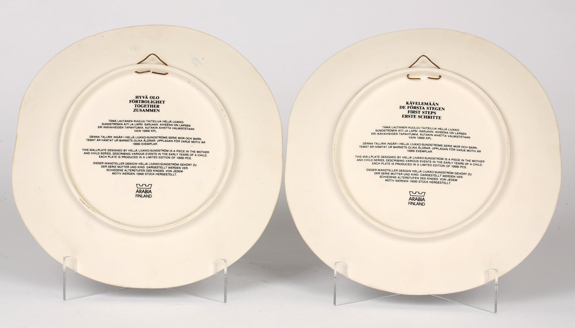 Late 20th Century Heljä Liukko-Sundström For Arabia Limited Edition Mother & Child Wall Plates For Sale