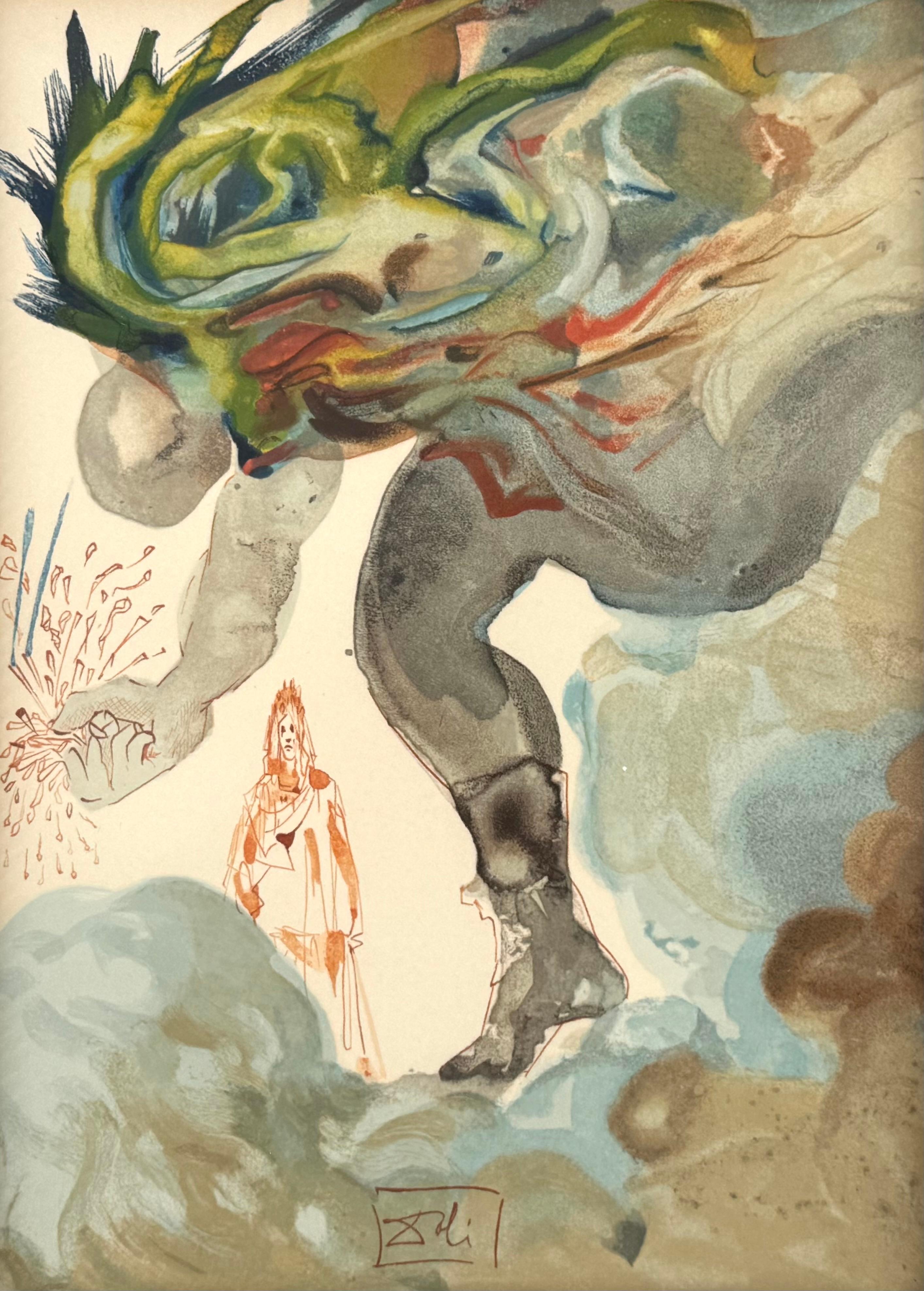 Hölle / Inferno 31 (Die Prophezeiung von Vanni Fucci) Holzstich des Künstlers Salvador Dalí (Spanier, 1904-1989).

Dieses Werk ist einer von 100 Holzstichen, die auf der Grundlage von Dalis Illustrationen der Göttlichen Komödie von Dante Alighieri