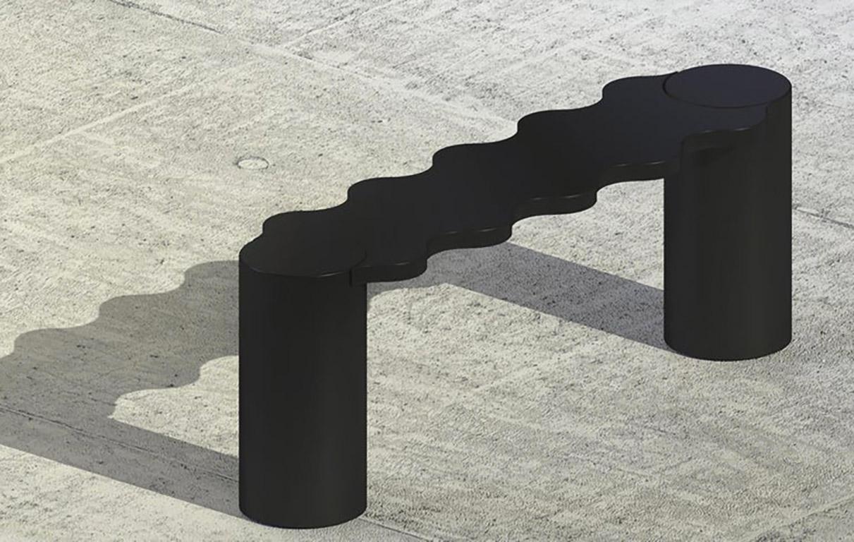 Other Contemproary Hella Bench in Black Lacquered Aluminum  For Sale