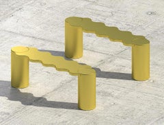 Contemporary Hella Bench in Gold Lacquered Aluminum