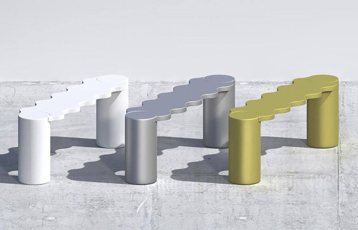 Other Contemporary Hella Bench in Gold Lacquered Aluminum For Sale