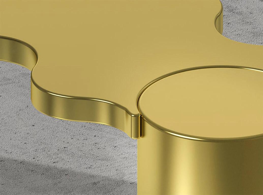 Italian Contemporary Hella Bench in Gold Lacquered Aluminum For Sale