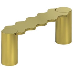 Contemporary Hella Bench in Gold Lacquered Aluminum