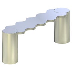 Contemporary Hella Bench in Silver Lacquered Aluminum
