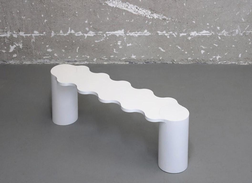 Contemporary Hella Bench in White Lacquered Aluminum  For Sale 1