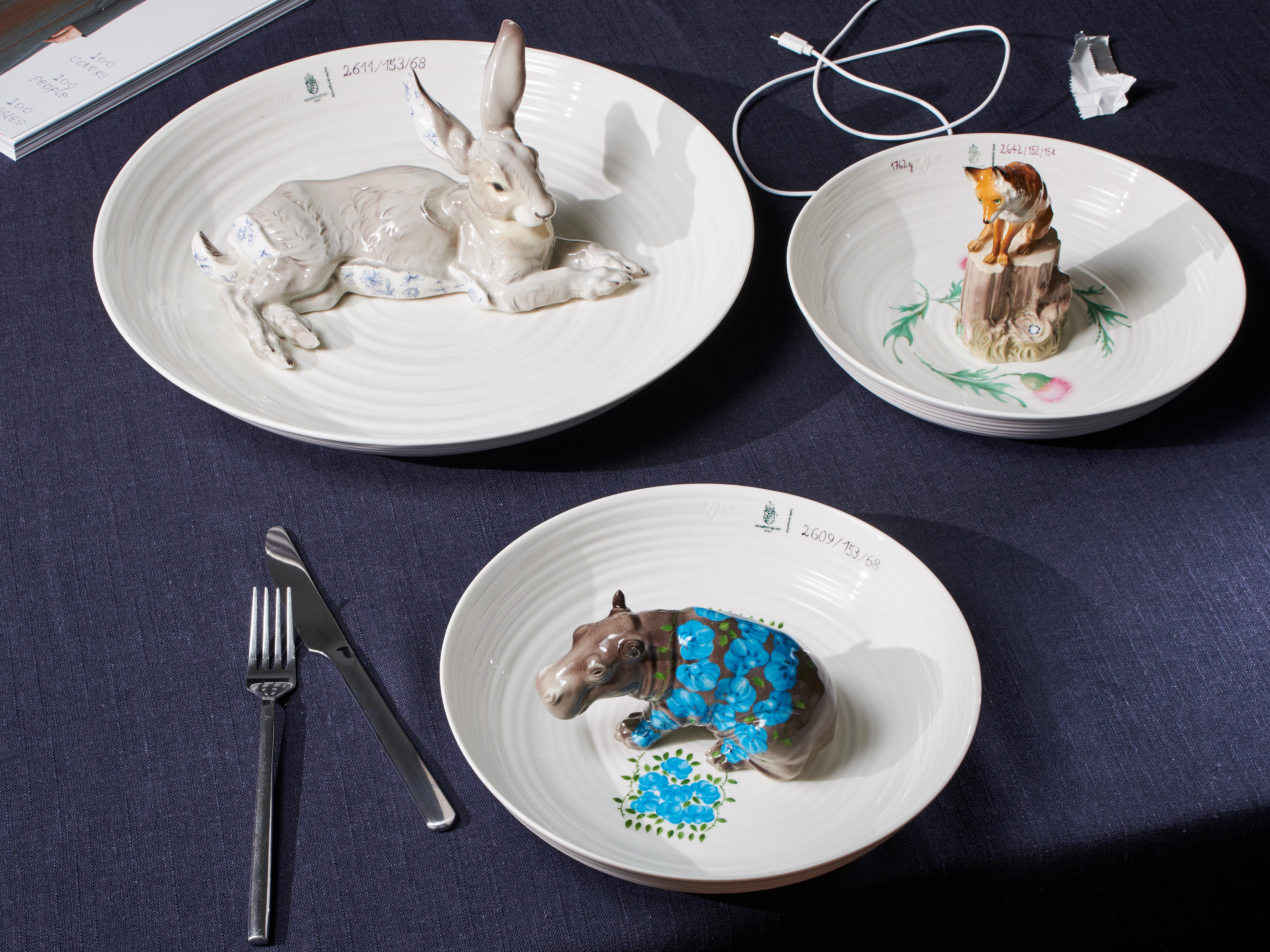 Glazed Hella Jongerius Animal Bowl Rabbit, Design Must Have, Serving Bowl, Decorative  For Sale