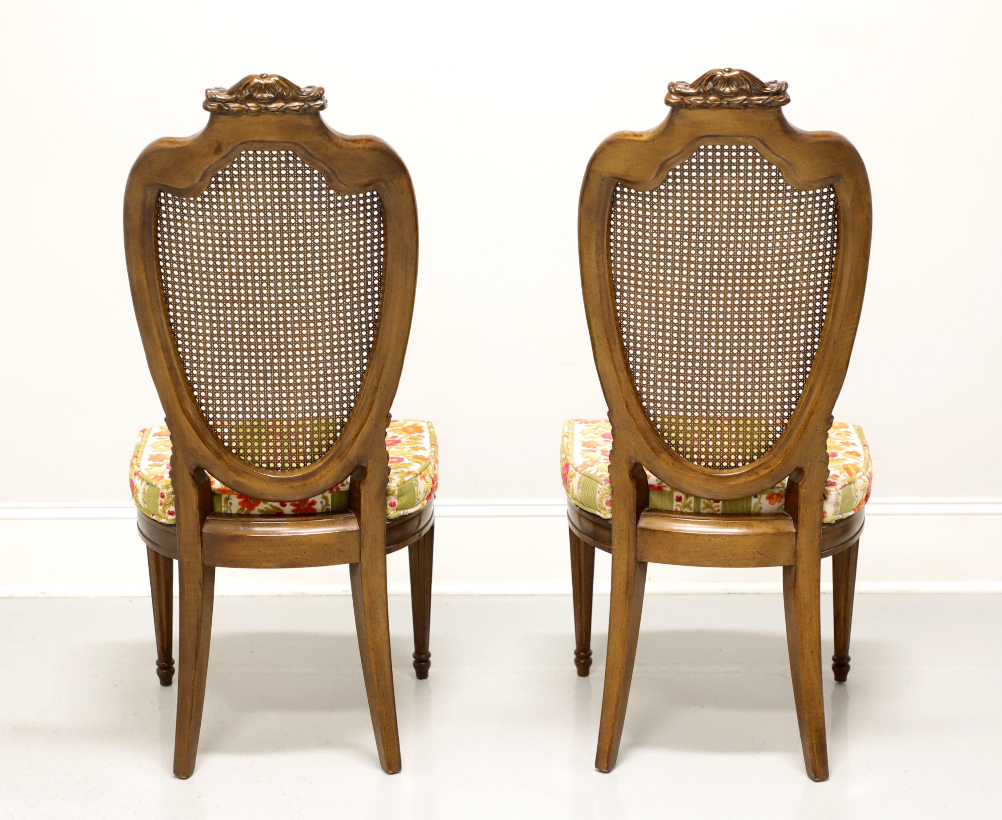 American HELLAM French Provincial Louis XVI Walnut Caned Dining Side Chairs - Pair A For Sale