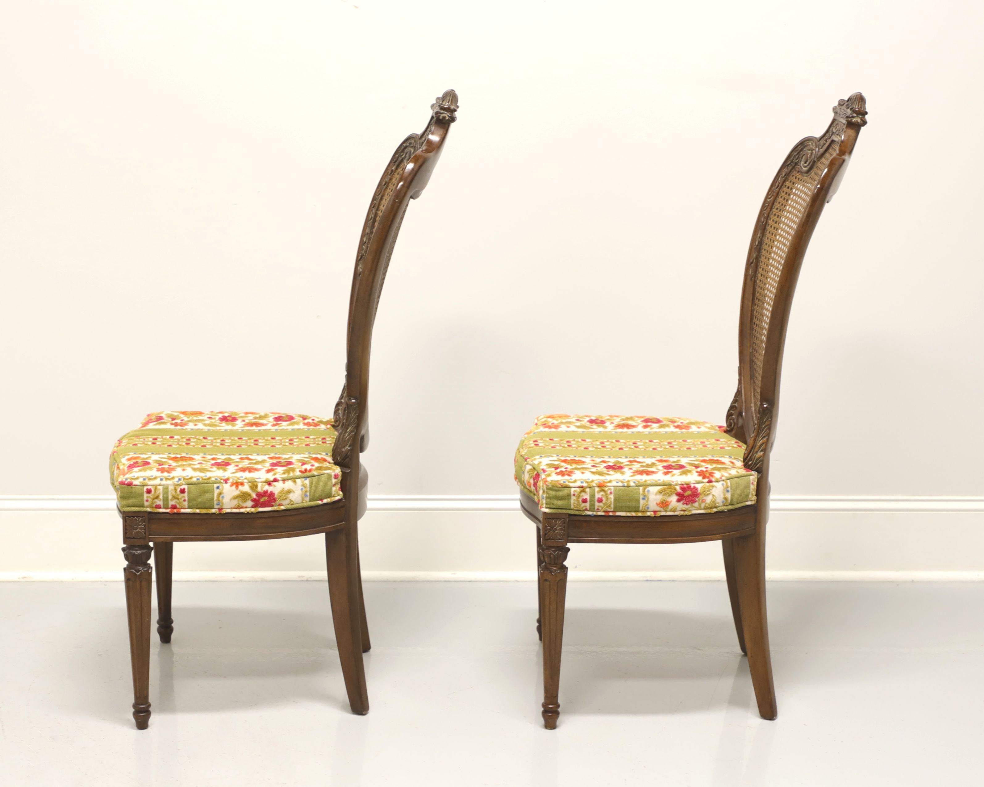 HELLAM French Provincial Louis XVI Walnut Caned Dining Side Chairs - Pair A In Good Condition For Sale In Charlotte, NC