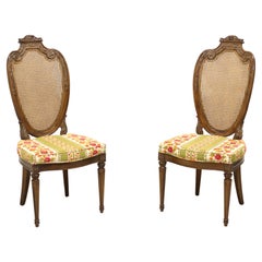 HELLAM French Provincial Louis XVI Walnut Caned Dining Side Chairs - Pair A