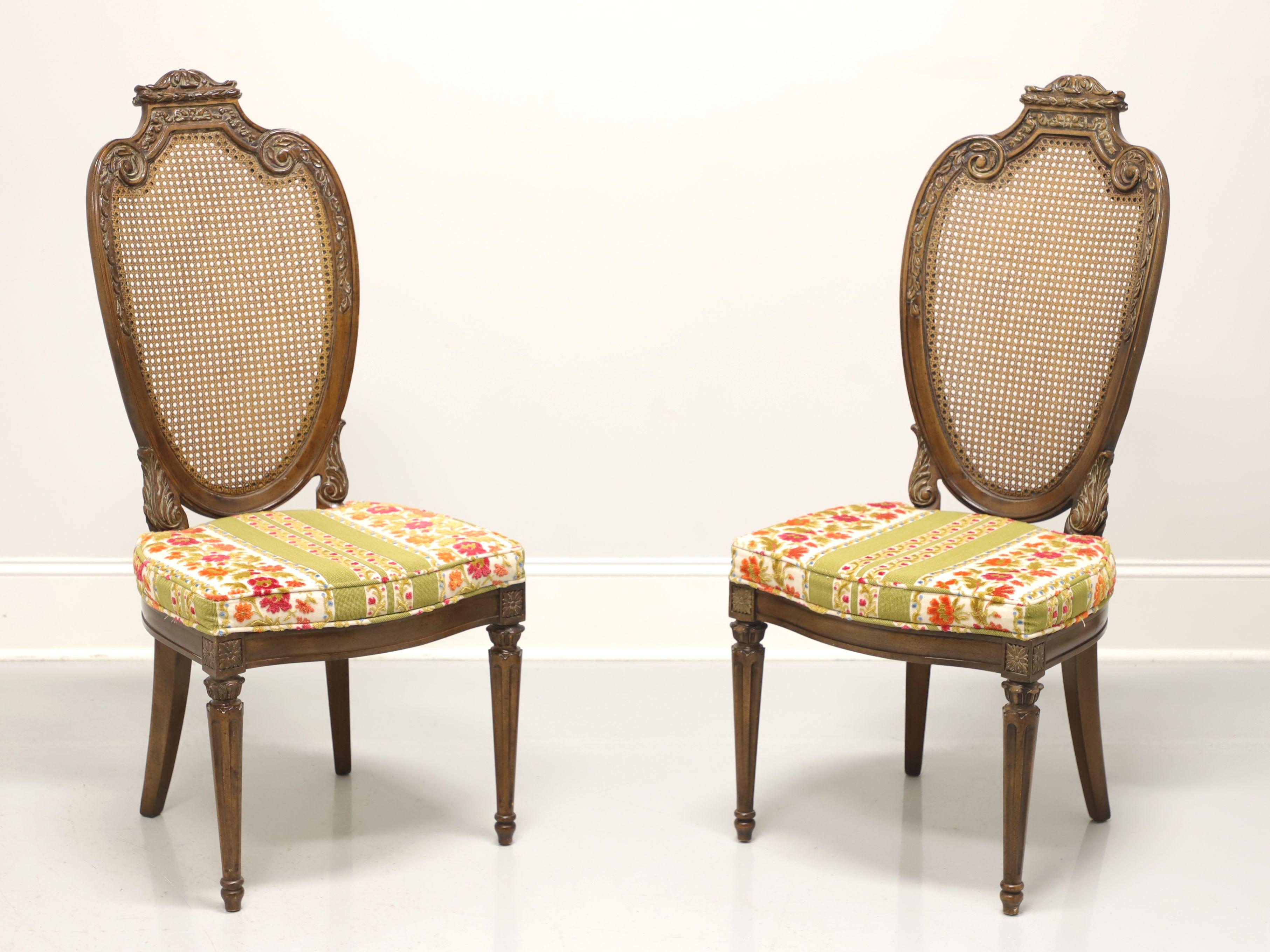 HELLAM French Provincial Louis XVI Walnut Caned Dining Side Chairs - Pair B 5