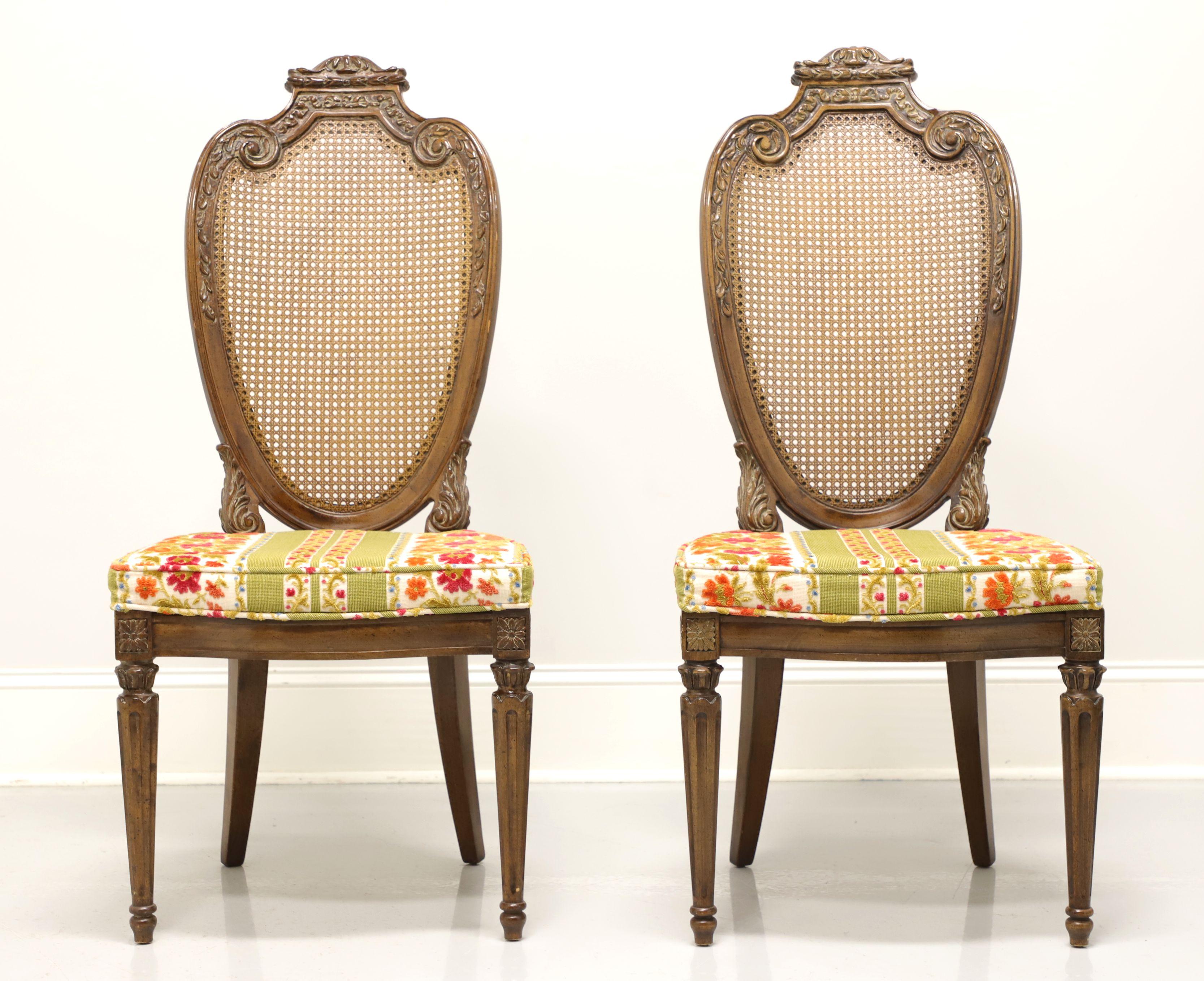 American HELLAM French Provincial Louis XVI Walnut Caned Dining Side Chairs - Pair B