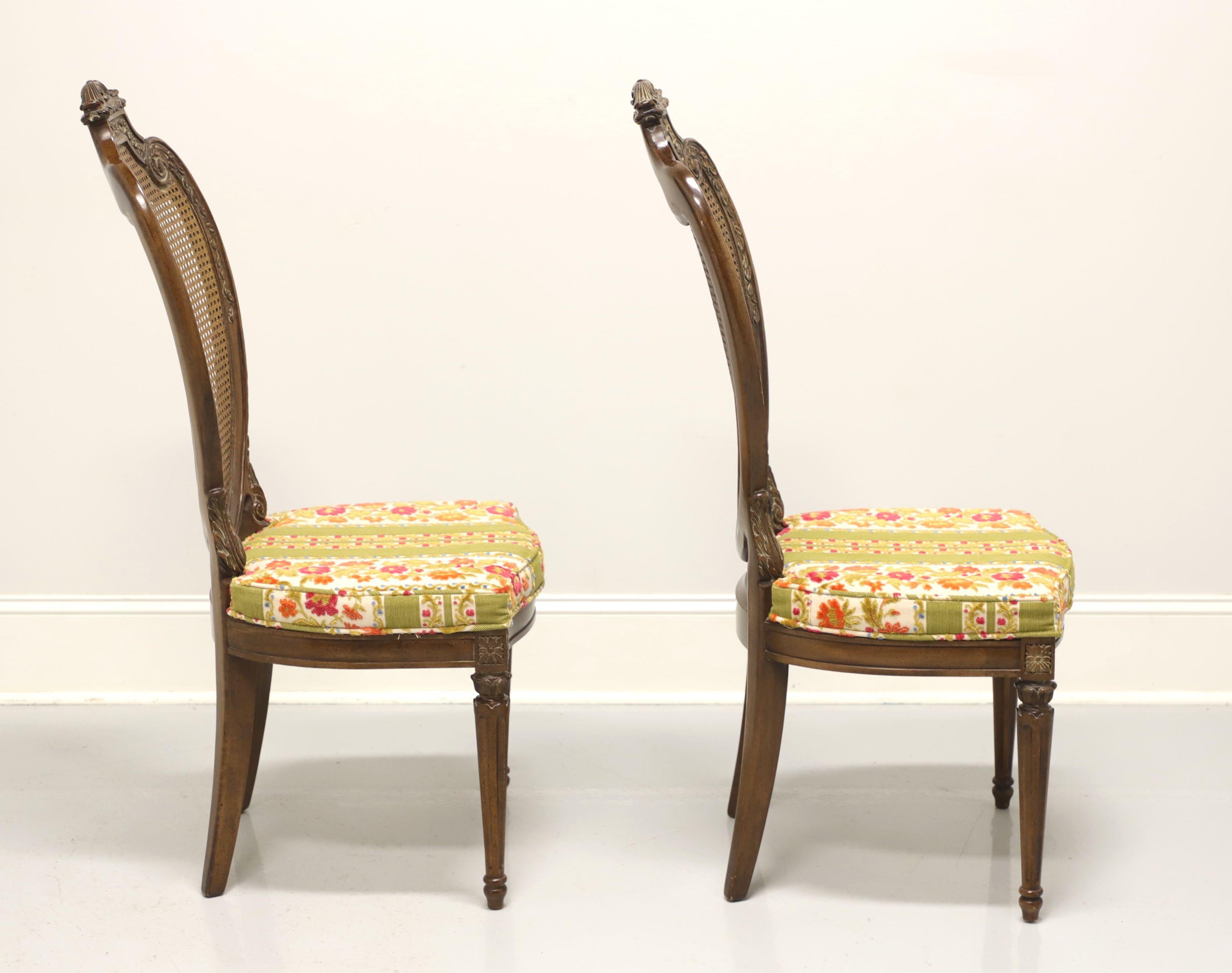 HELLAM French Provincial Louis XVI Walnut Caned Dining Side Chairs - Pair B In Good Condition In Charlotte, NC