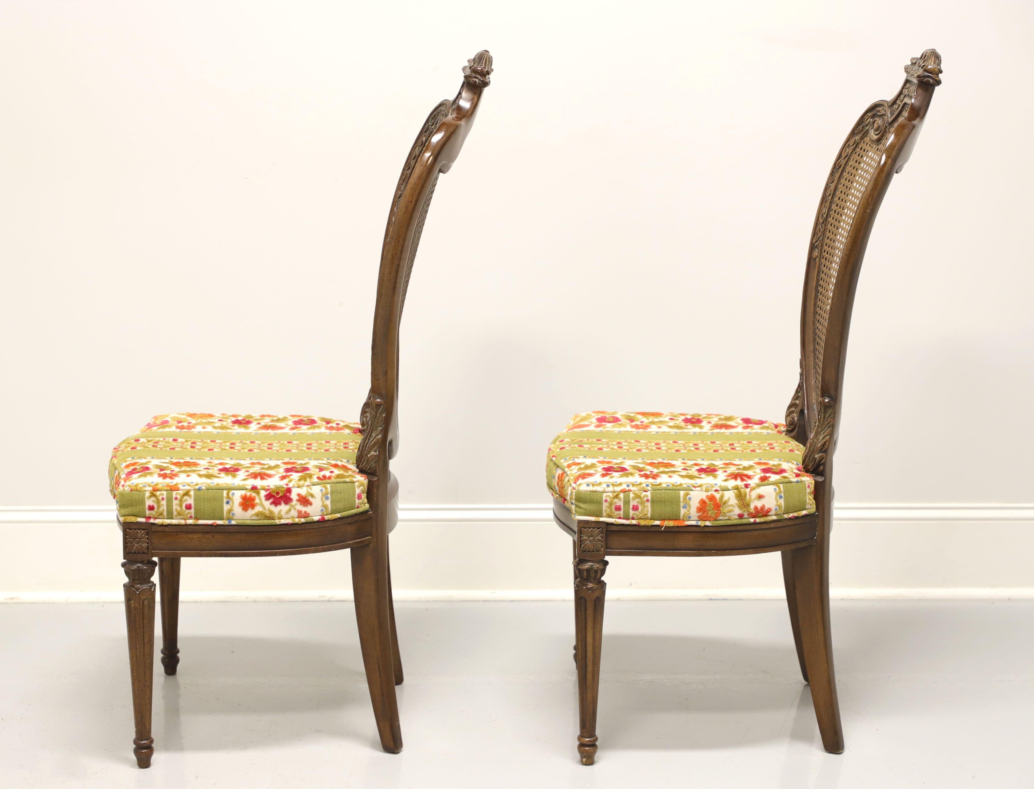 Fabric HELLAM French Provincial Louis XVI Walnut Caned Dining Side Chairs - Pair B