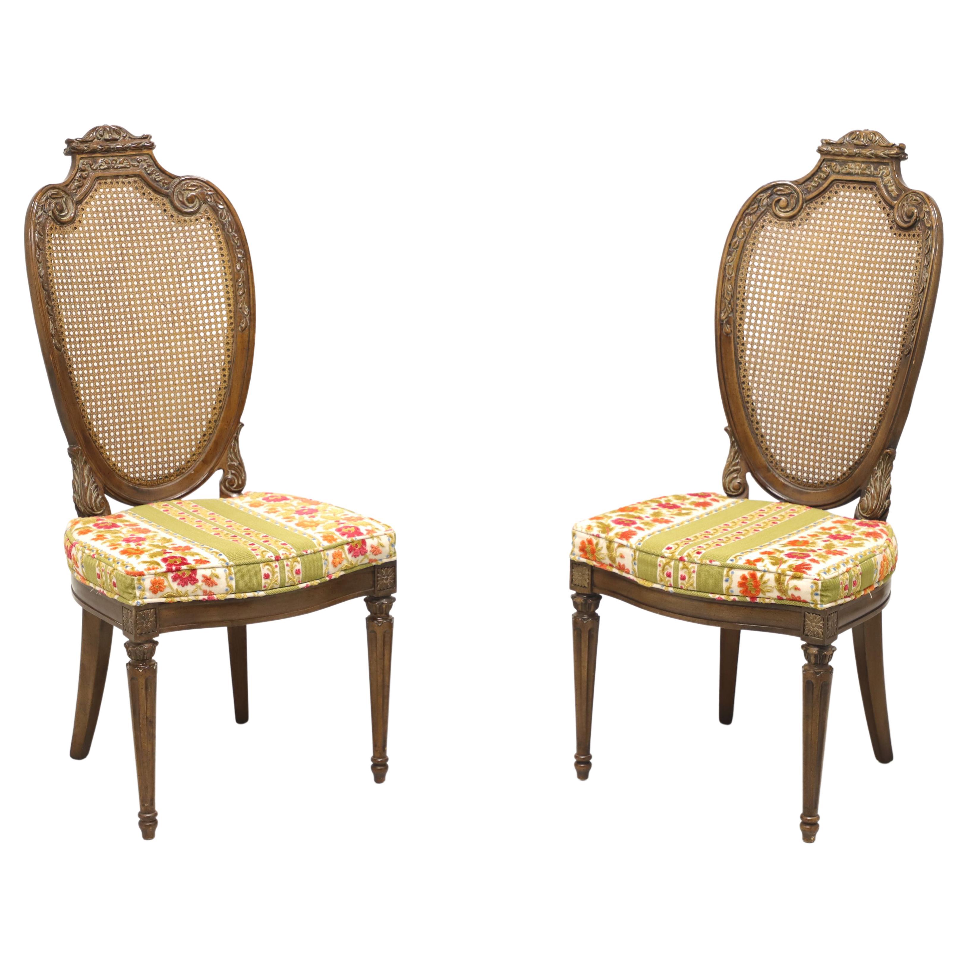 HELLAM French Provincial Louis XVI Walnut Caned Dining Side Chairs - Pair B