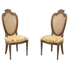 HELLAM French Provincial Louis XVI Walnut Caned Dining Side Chairs - Pair B