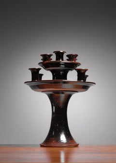 Helle Allpass Ceramic Candelabra, Denmark, 1960s