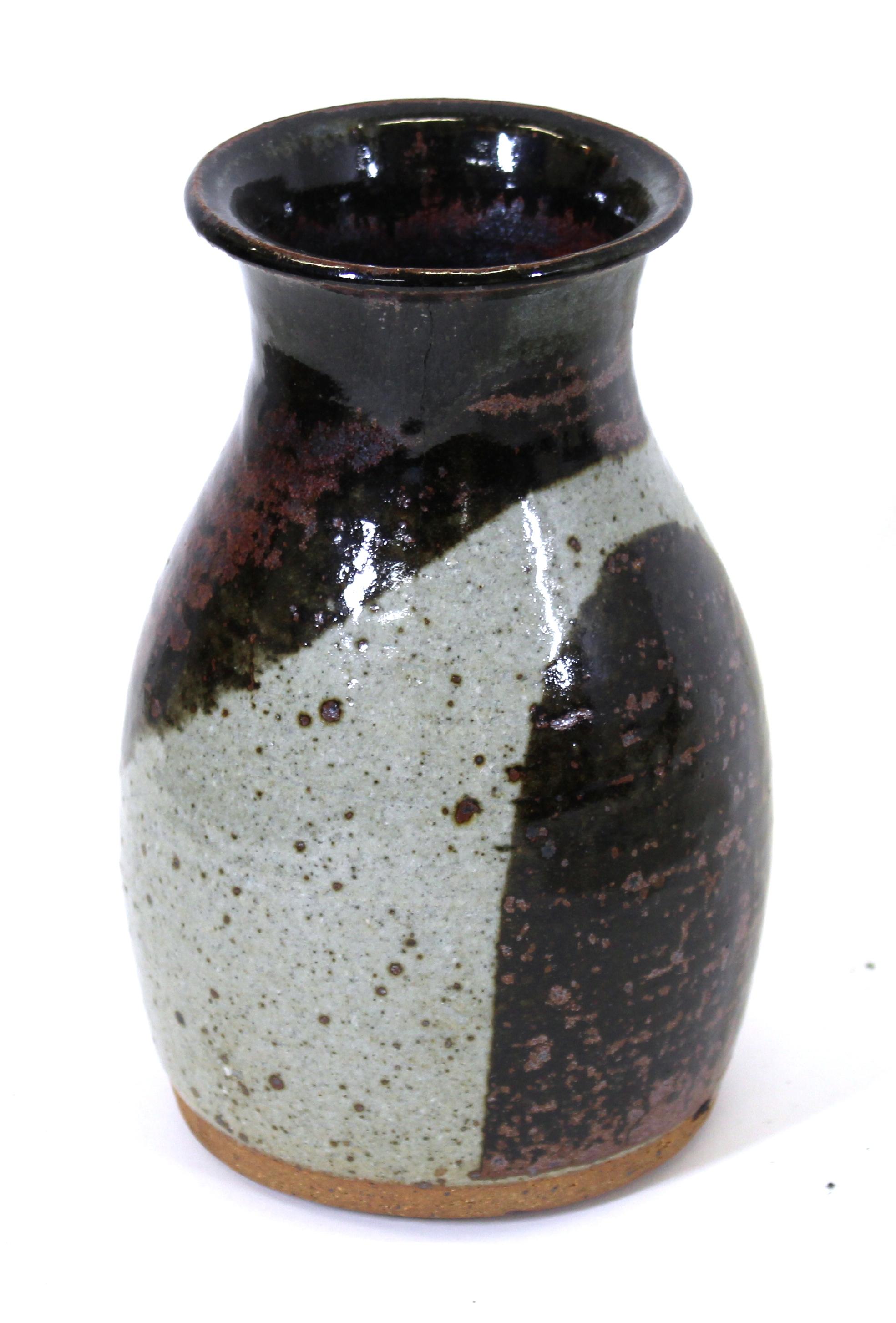 Helle Allpass (Danish, 1932-2000) Danish Mid-Century modern glazed stoneware vase, circa 1960, signed on the bottom.