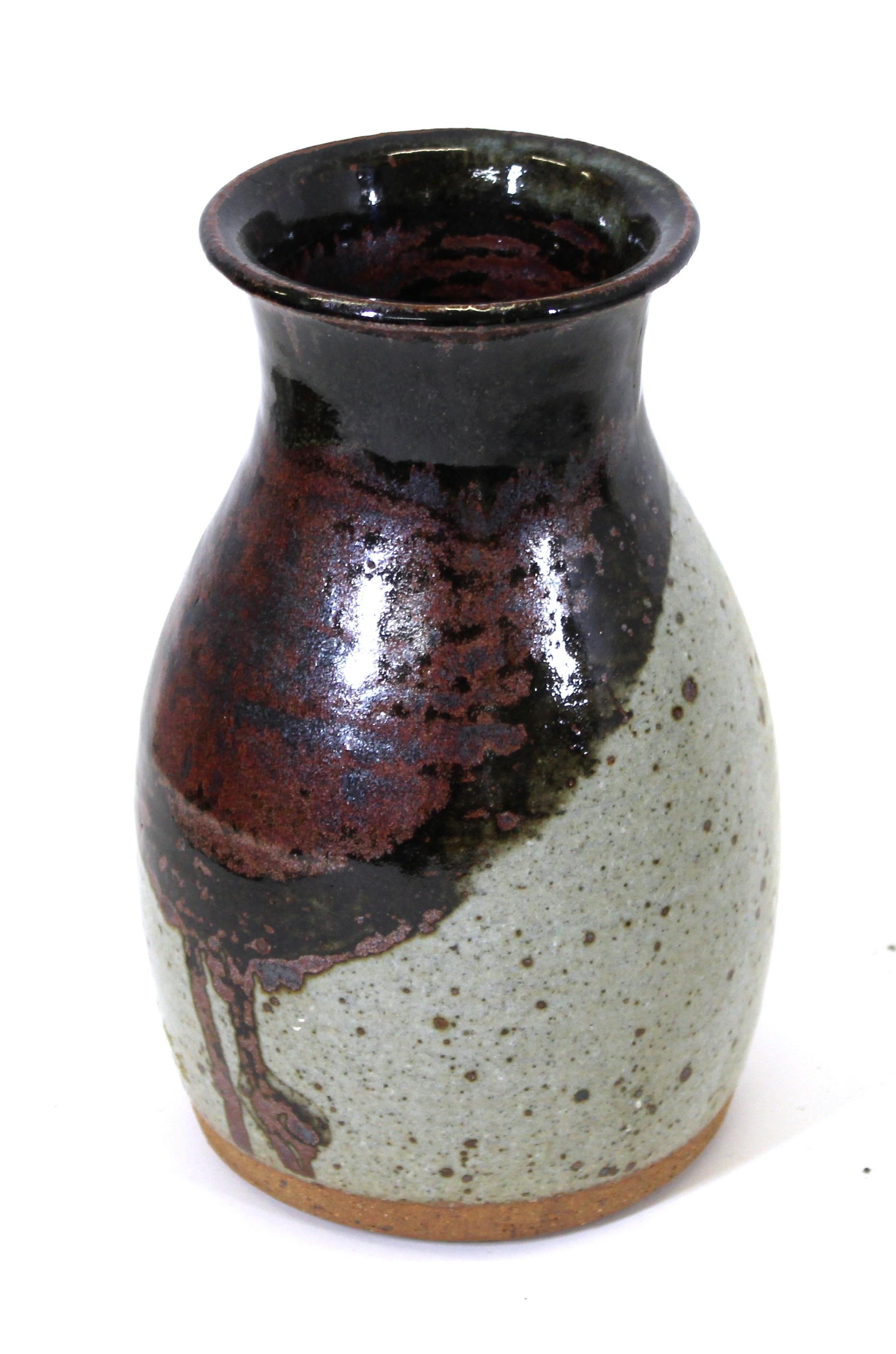 Scandinavian Modern Helle Allpass Danish Mid-Century Modern Glazed Stoneware Vase For Sale