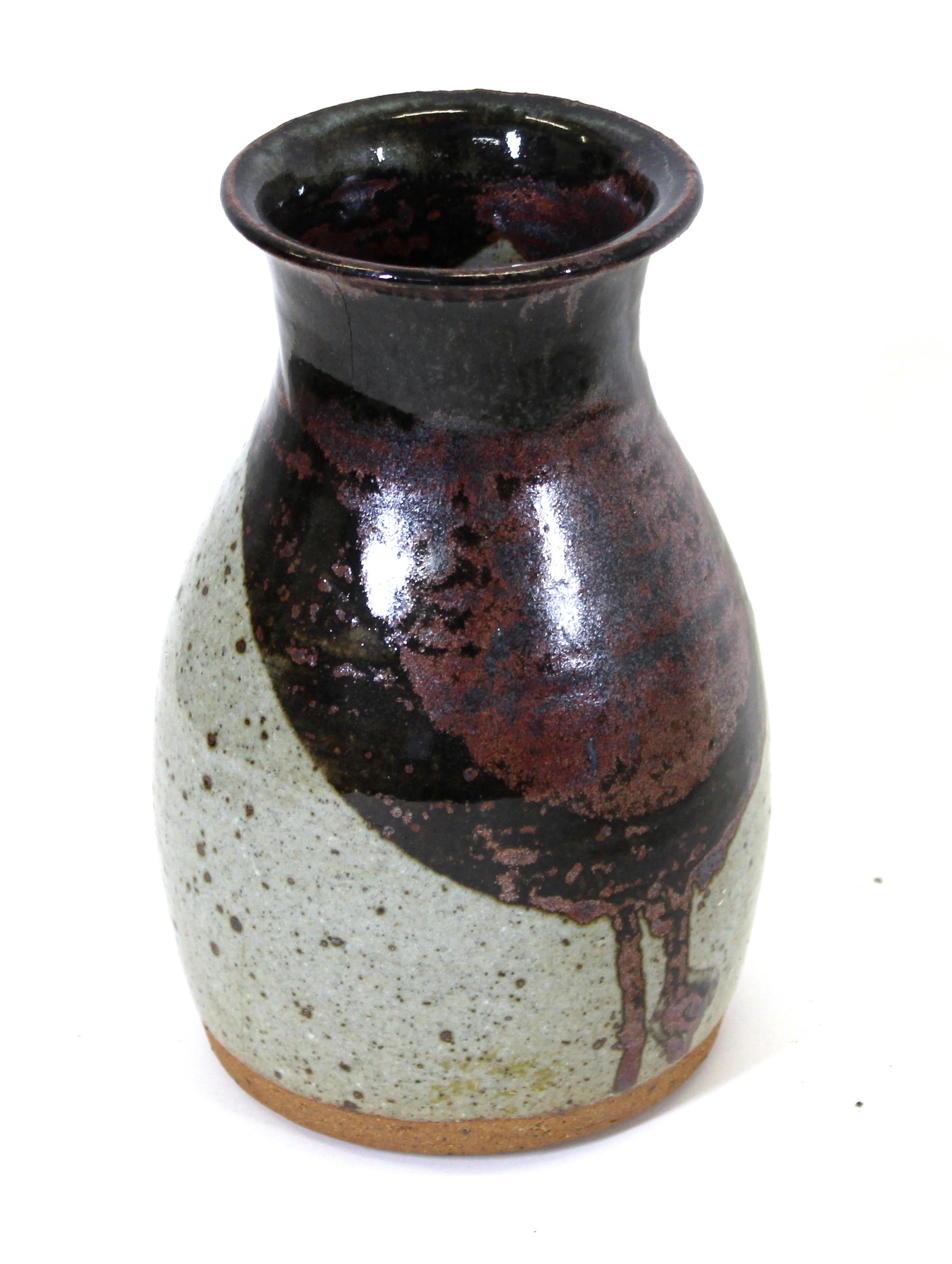Helle Allpass Danish Mid-Century Modern Glazed Stoneware Vase In Good Condition For Sale In New York, NY