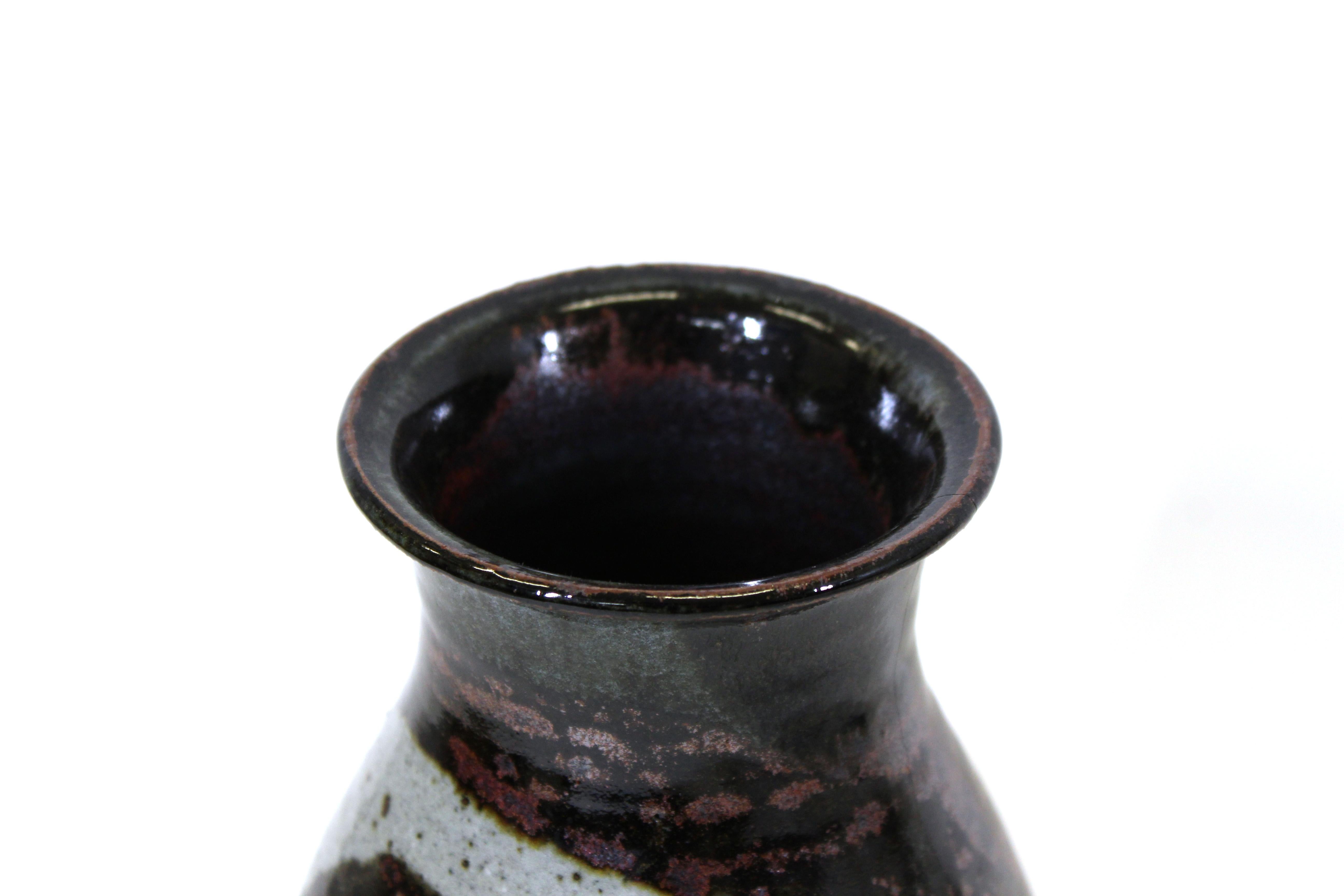 Pottery Helle Allpass Danish Mid-Century Modern Glazed Stoneware Vase For Sale
