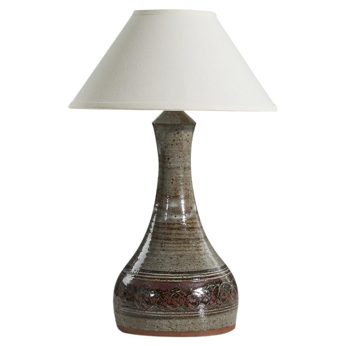 Helle Allpass, Large Table Lamp, Stoneware, Artists Studio Denmark, 1960s For Sale