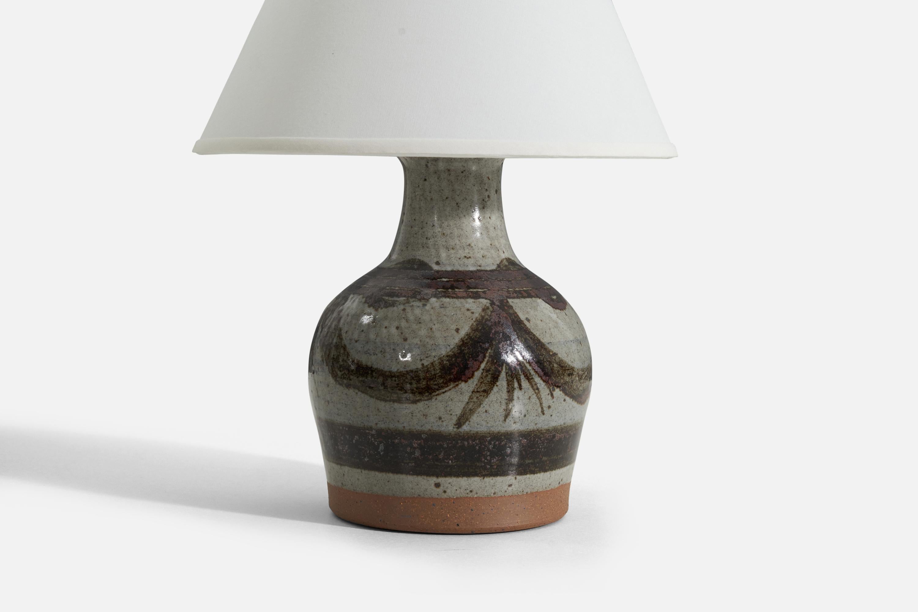 Mid-20th Century Helle Allpass, Table Lamp, Semi-Glazed Stoneware, Artists Studio Denmark, 1960s For Sale