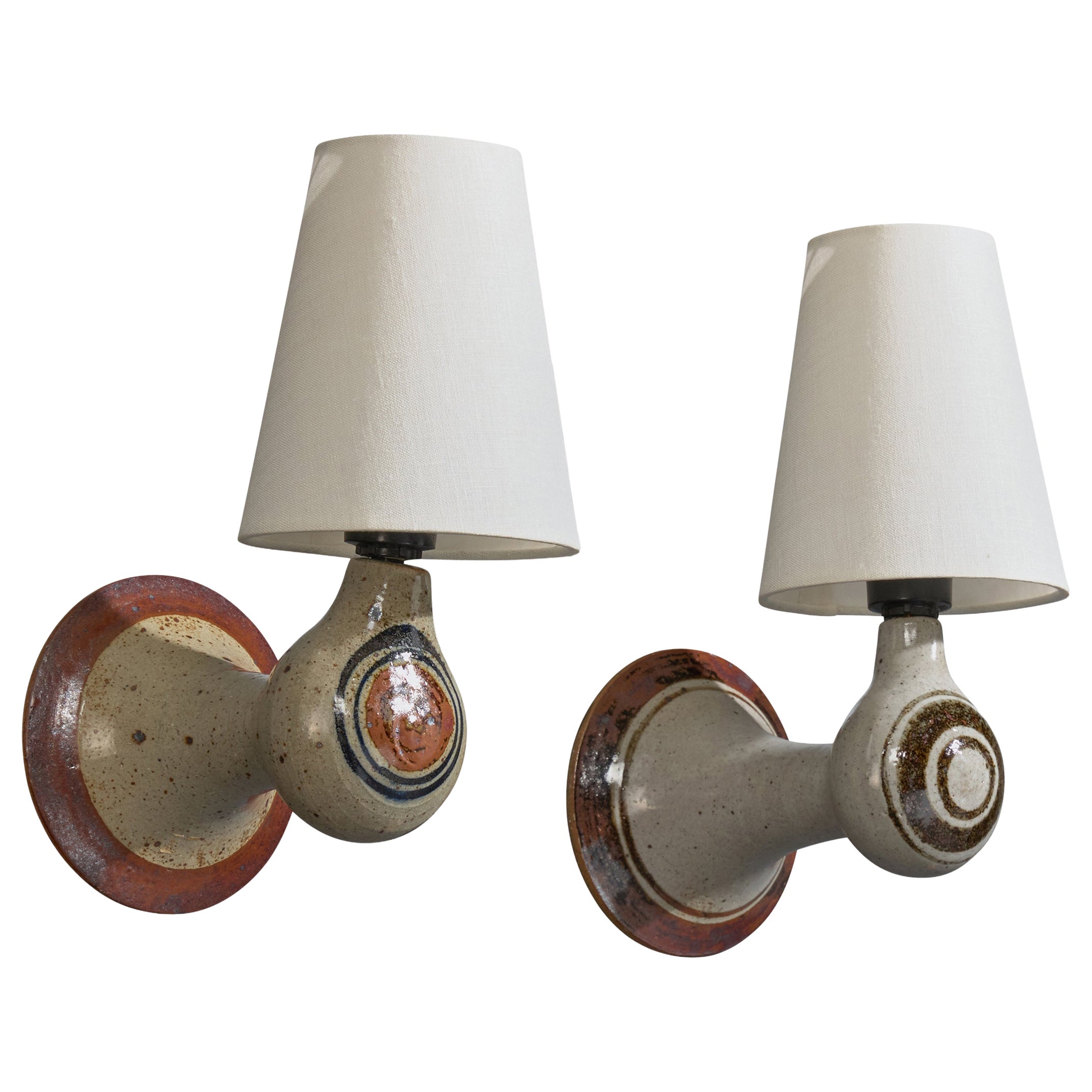 Helle Allpass, Wall Lights, Ceramic, Fabric, Denmark, 1960s