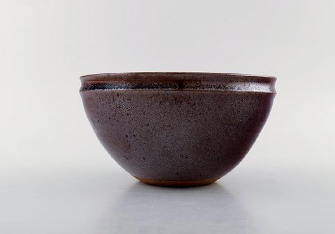 Scandinavian Modern Helle Alpass, Bowl of Glazed Stoneware, 1960s-1970s For Sale