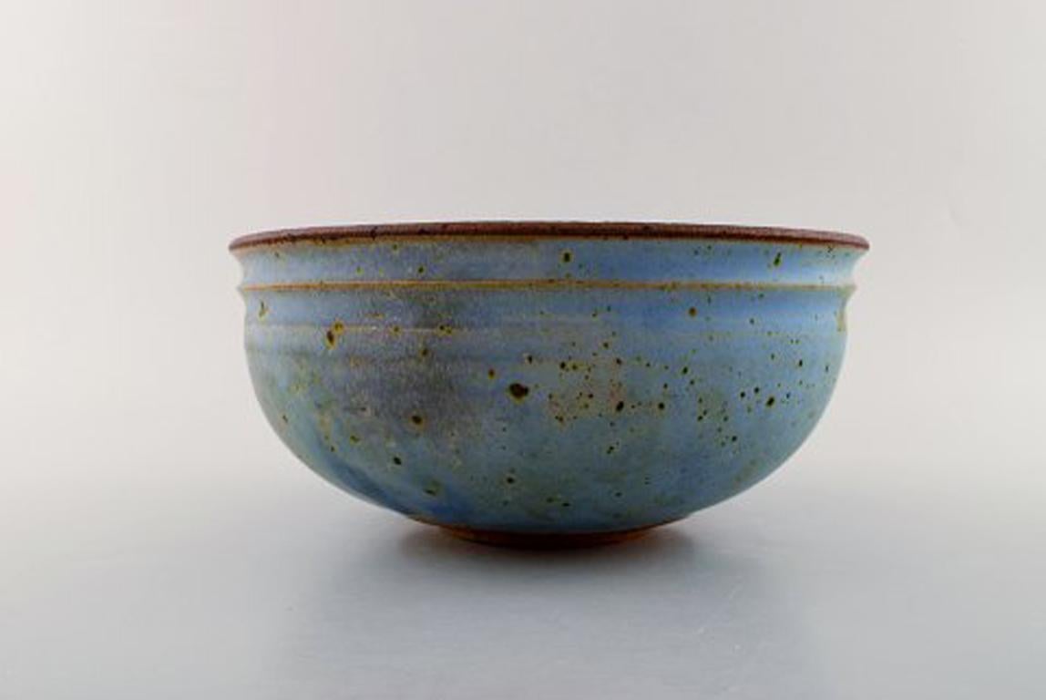 Scandinavian Modern Helle Alpass, Large Bowl of Glazed Stoneware, 1960s-1970s