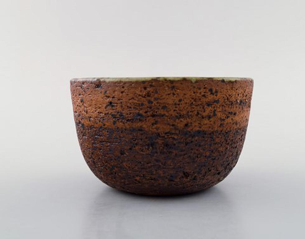 Scandinavian Modern Helle Alpass Unglazed Stoneware Bowl with Beautiful Inside Glaze